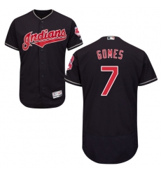 Men's Majestic Cleveland Indians #7 Yan Gomes Navy Blue Alternate Flex Base Authentic Collection MLB Jersey