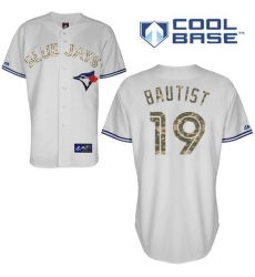 Men's Majestic Toronto Blue Jays #19 Jose Bautista Authentic Grey USMC Cool Base MLB Jersey
