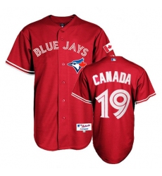 Women's Majestic Toronto Blue Jays #19 Jose Bautista Replica Red Canada Day MLB Jersey
