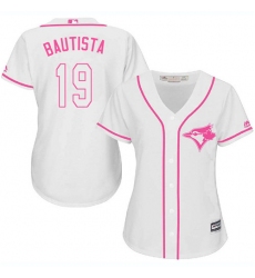Women's Majestic Toronto Blue Jays #19 Jose Bautista Replica White Fashion Cool Base MLB Jersey