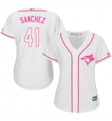 Women's Majestic Toronto Blue Jays #41 Aaron Sanchez Authentic White Fashion Cool Base MLB Jersey