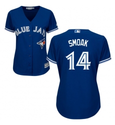 Women's Majestic Toronto Blue Jays #14 Justin Smoak Replica Blue Alternate MLB Jersey