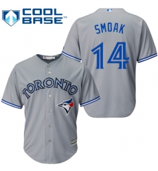 Youth Majestic Toronto Blue Jays #14 Justin Smoak Replica Grey Road MLB Jersey