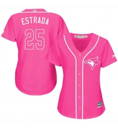 Women's Majestic Toronto Blue Jays #25 Marco Estrada Authentic Pink Fashion Cool Base MLB Jersey