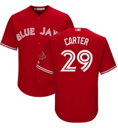 Youth Majestic Toronto Blue Jays #29 Joe Carter Replica Scarlet Alternate MLB Jersey