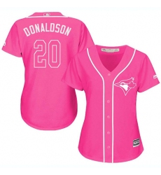 Women's Majestic Toronto Blue Jays #20 Josh Donaldson Authentic Pink Fashion Cool Base MLB Jersey