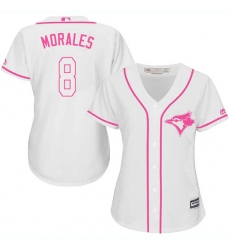 Women's Majestic Toronto Blue Jays #8 Kendrys Morales Authentic White Fashion Cool Base MLB Jersey