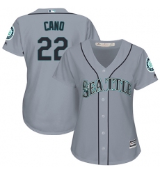 Women's Majestic Seattle Mariners #22 Robinson Cano Replica Grey Road Cool Base MLB Jersey