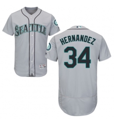 Men's Majestic Seattle Mariners #34 Felix Hernandez Grey Road Flex Base Authentic Collection MLB Jersey