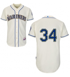 Men's Majestic Seattle Mariners #34 Felix Hernandez Replica Cream Alternate Cool Base MLB Jersey