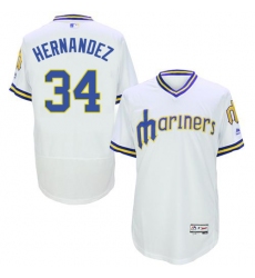 Men's Majestic Seattle Mariners #34 Felix Hernandez White Flexbase Authentic Collection Cooperstown MLB Jersey