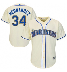 Youth Majestic Seattle Mariners #34 Felix Hernandez Replica Cream Alternate Cool Base MLB Jersey