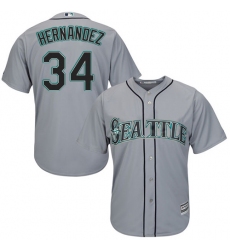 Youth Majestic Seattle Mariners #34 Felix Hernandez Replica Grey Road Cool Base MLB Jersey
