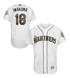 Men's Majestic Seattle Mariners #18 Hisashi Iwakuma Authentic White 2016 Memorial Day Fashion Flex Base MLB Jersey