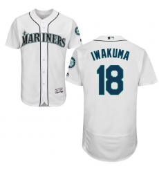 Men's Majestic Seattle Mariners #18 Hisashi Iwakuma White Home Flex Base Authentic Collection MLB Jersey