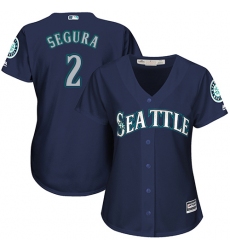 Women's Majestic Seattle Mariners #2 Jean Segura Authentic Navy Blue Alternate 2 Cool Base MLB Jersey