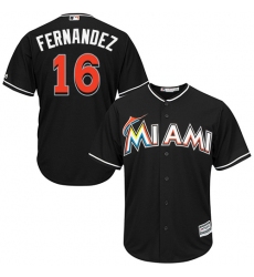 Men's Majestic Miami Marlins #16 Jose Fernandez Replica Black Alternate 2 Cool Base MLB Jersey