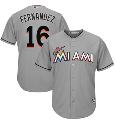 Youth Majestic Miami Marlins #16 Jose Fernandez Replica Grey Road Cool Base MLB Jersey