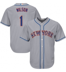 Youth Majestic New York Mets #1 Mookie Wilson Replica Grey Road Cool Base MLB Jersey
