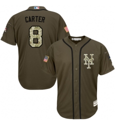 Youth Majestic New York Mets #8 Gary Carter Replica Green Salute to Service MLB Jersey