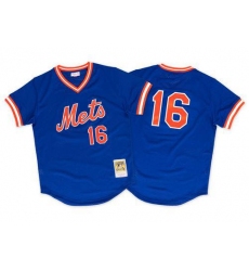 Men's Mitchell and Ness 1986 New York Mets #16 Dwight Gooden Replica Royal Blue Throwback MLB Jersey