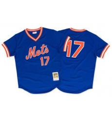 Men's Mitchell and Ness 1986 New York Mets #17 Keith Hernandez Replica Royal Blue Throwback MLB Jersey