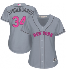 Women's Majestic New York Mets #34 Noah Syndergaard Replica Grey Mother's Day Cool Base MLB Jersey