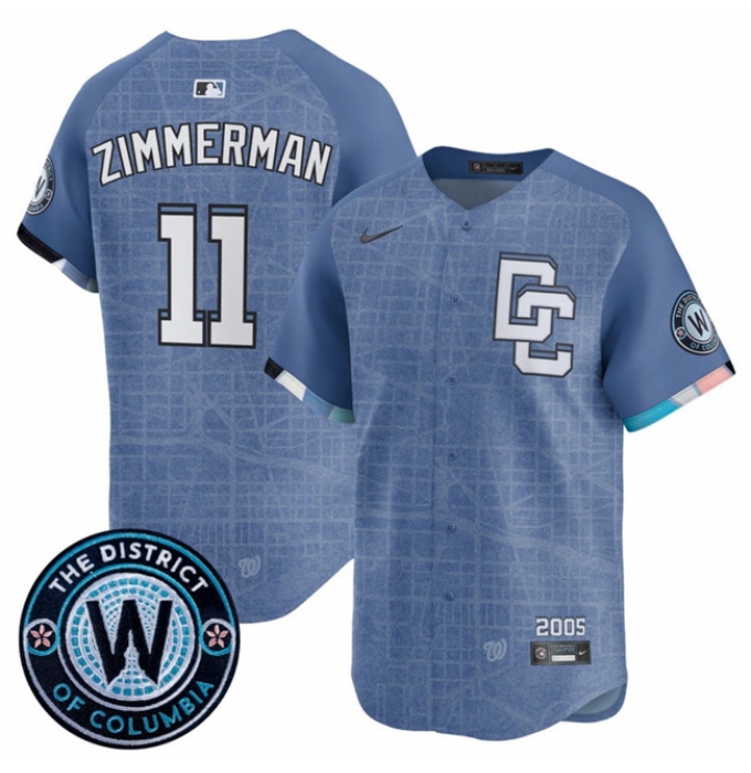 Men's Washington Nationals #11 Ryan Zimmerman Blue 2025 City Connect Limited Stitched Baseball Jersey