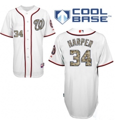 Men's Majestic Washington Nationals #34 Bryce Harper Authentic White USMC Cool Base MLB Jersey