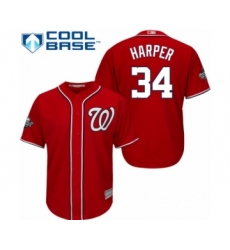 Youth Washington Nationals #34 Bryce Harper Authentic Red Alternate 1 Cool Base 2019 World Series Bound Baseball Jersey