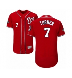 Men's Washington Nationals #7 Trea Turner Red Alternate Flex Base Authentic Collection 2019 World Series Bound Baseball Jersey