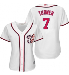 Women's Majestic Washington Nationals #7 Trea Turner Replica White Home Cool Base MLB Jersey