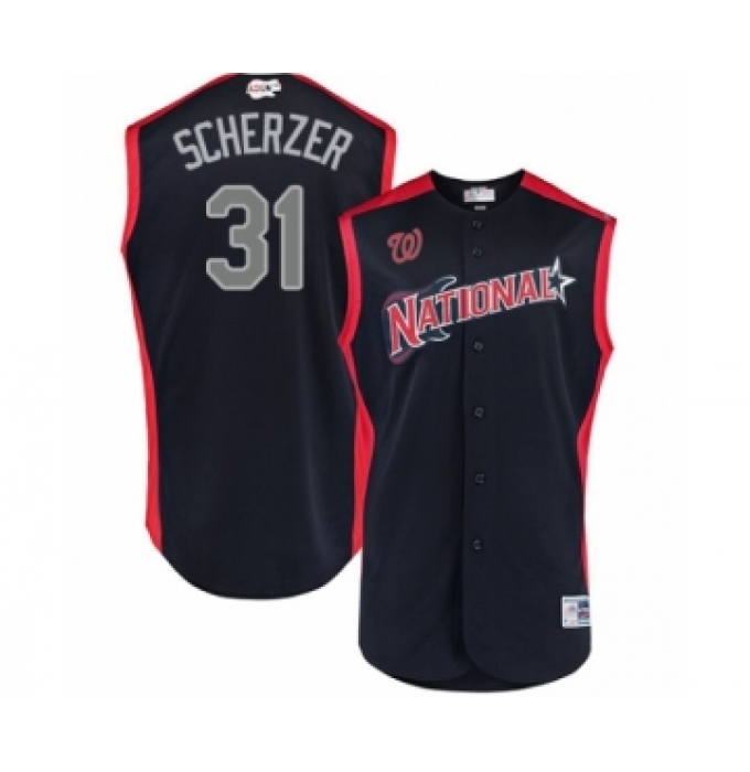 Men's Washington Nationals #31 Max Scherzer Authentic Navy Blue National League 2019 Baseball All-Star Jersey