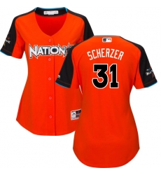 Women's Majestic Washington Nationals #31 Max Scherzer Replica Orange National League 2017 MLB All-Star MLB Jersey