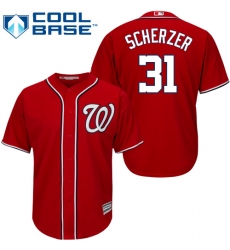 Youth Majestic Washington Nationals #31 Max Scherzer Authentic Red Alternate 1 Cool Base MLB Jersey