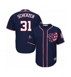 Youth Washington Nationals #31 Max Scherzer Authentic Navy Blue Alternate 2 Cool Base 2019 World Series Bound Baseball Jersey