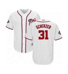 Youth Washington Nationals #31 Max Scherzer Authentic White Home Cool Base 2019 World Series Bound Baseball Jersey