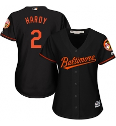 Women's Majestic Baltimore Orioles #2 J.J. Hardy Replica Black Alternate Cool Base MLB Jersey