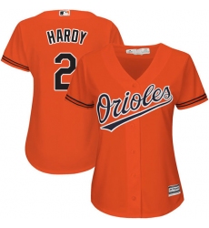 Women's Majestic Baltimore Orioles #2 J.J. Hardy Replica Orange Alternate Cool Base MLB Jersey