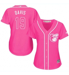 Women's Majestic Baltimore Orioles #19 Chris Davis Replica Pink Fashion Cool Base MLB Jersey
