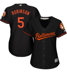 Women's Majestic Baltimore Orioles #5 Brooks Robinson Replica Black Alternate Cool Base MLB Jersey