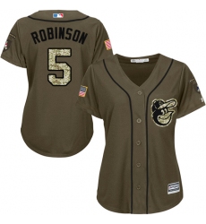 Women's Majestic Baltimore Orioles #5 Brooks Robinson Replica Green Salute to Service MLB Jersey