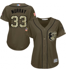 Women's Majestic Baltimore Orioles #33 Eddie Murray Replica Green Salute to Service MLB Jersey