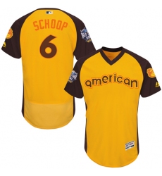 Men's Majestic Baltimore Orioles #6 Jonathan Schoop Yellow 2016 All-Star American League BP Authentic Collection Flex Base MLB Jersey