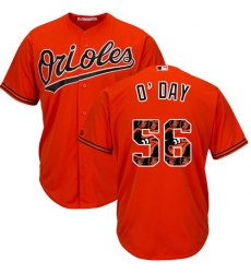 Men's Majestic Baltimore Orioles #56 Darren O'Day Authentic Orange Team Logo Fashion Cool Base MLB Jersey