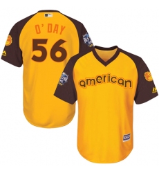 Youth Majestic Baltimore Orioles #56 Darren O'Day Authentic Yellow 2016 All-Star American League BP Cool Base MLB Jersey