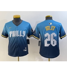 Youth Philadelphia Phillies #26 Chase Utley Blue 2024 City Connect Limited Stitched Jersey