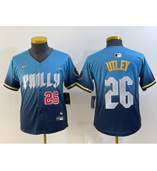 Youth Philadelphia Phillies #26 Chase Utley Blue 2024 City Connect Limited Stitched Jerseys