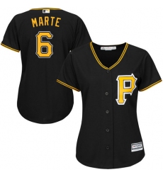 Women's Majestic Pittsburgh Pirates #6 Starling Marte Authentic Black Alternate Cool Base MLB Jersey