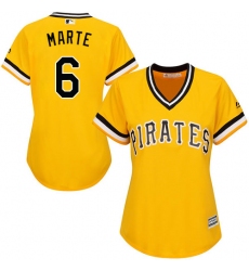 Women's Majestic Pittsburgh Pirates #6 Starling Marte Replica Gold Alternate Cool Base MLB Jersey